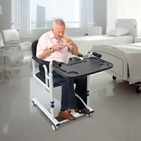 Hydraulic Patient Lift Transfer Chair, 330.7Lbs Nursing Wheelchair for Car, Aid Elderly 180° Split Seat Bathroom Bedside Commode 1