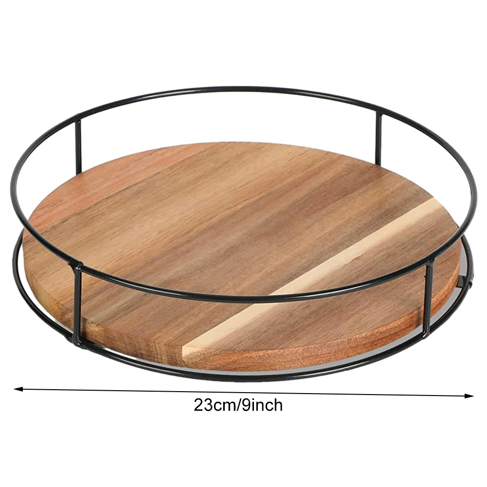 360 Degree Rotating Countertop Storage Rack Versatile Rotating Storage Rack Round Wooden Turntable Organizer for Kitchen Pantry