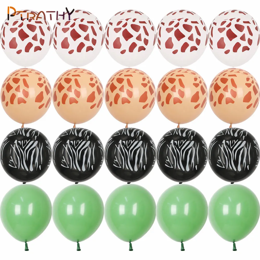 

20pcs Wild Animal Tiger Leopard Giraffe Pattern Balloon Set Kids Jungle Safari Printed Latex Balloons Birthday Party Decorations