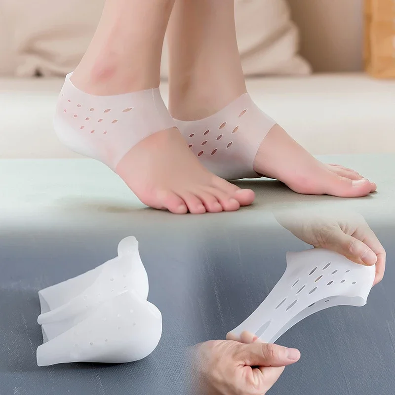 Invisible Height Increase Silicone Socks Gel Heel Pads Orthopedic Arch  Support Heel Cushion Soles Insole Foot Massage Unisex Pad