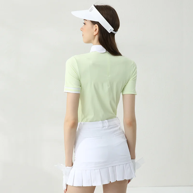 Golfist Golf Women Summer Short Sleeve T-shirt Petal Collar Quick-dry Slim Fit Elastic Golf Tops Ladies Causal Sports Apparel