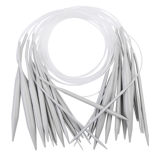 80cm Aluminum Porcelain Surface Circular Knitting Needles Round Metal Knitting Needles with Loop Weaving Needles 2-12mm