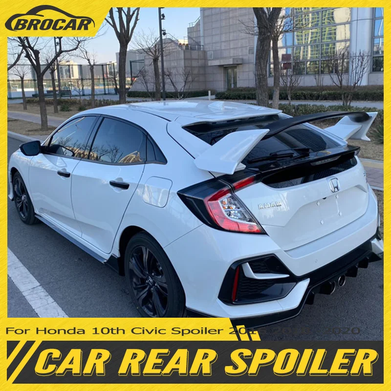 

For Honda 10th Civic Spoiler 2016 2018 -2020 Type R ABS Plastic Gloss Black Appearance Rear trunk wing hatchback Civic Spoiler