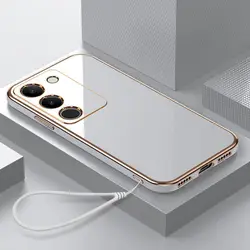 Luxury Square Plating Back Cover for Vivo V30 lite 5G (Gs6D White)