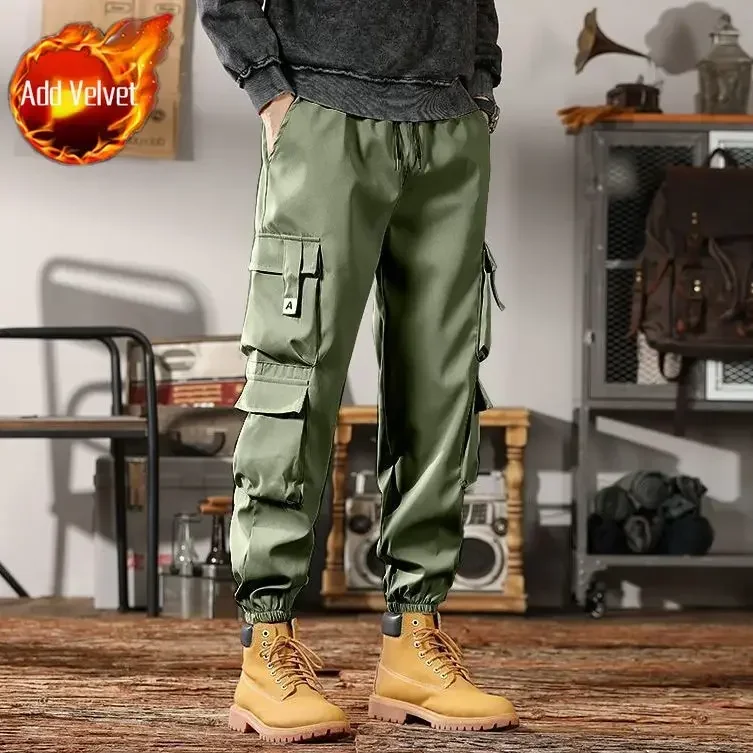 thumbnail image 1 of Pantalones negros de otoño para hombre, pantalones cargo para hombre, multibolsillos, ropa de trabajo de color caqui, multibolsillos, ropa holgada barata más barata Y2k, 1 of 5