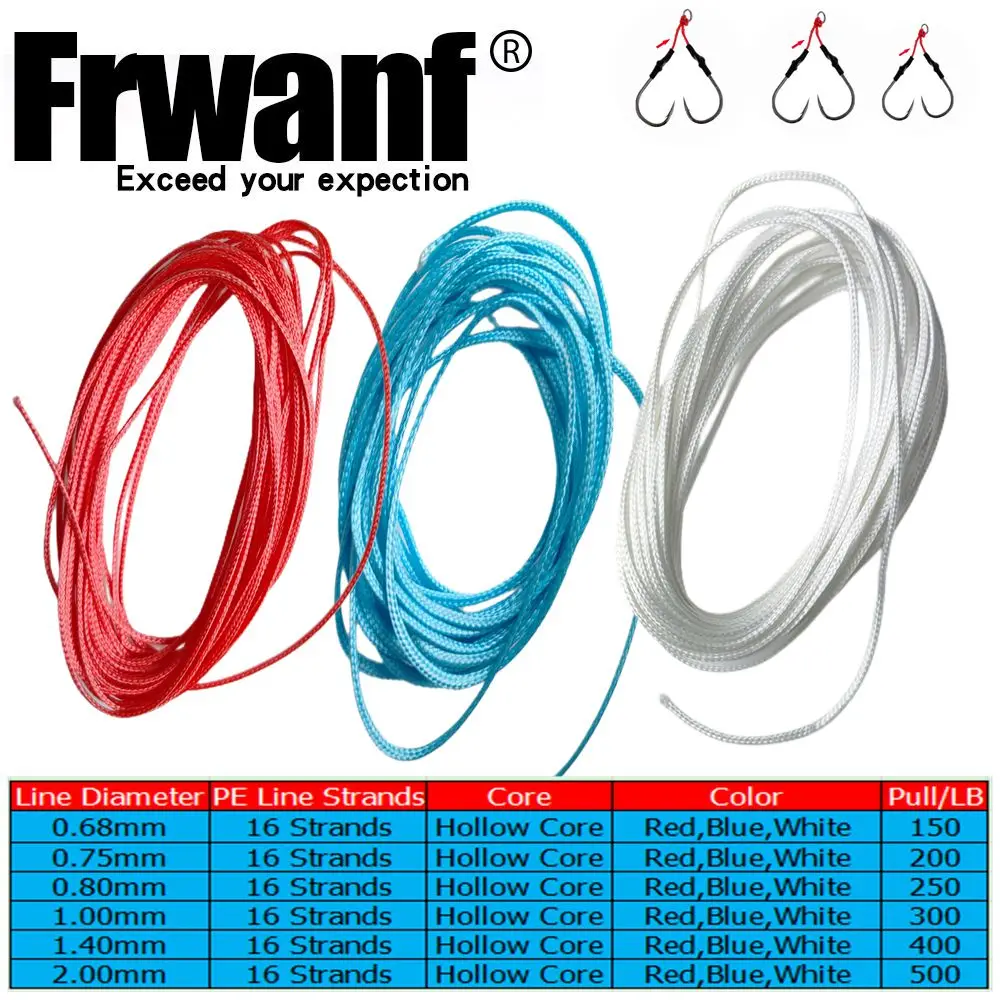 Frwanf 10 เมตร/ล็อต 16 Strands PE สายตกปลา Braid Super Strong Hollow Core เชือกสําหรับ Jig Assist Hook Rigging ดําน้ําหอกตกปลา 1
