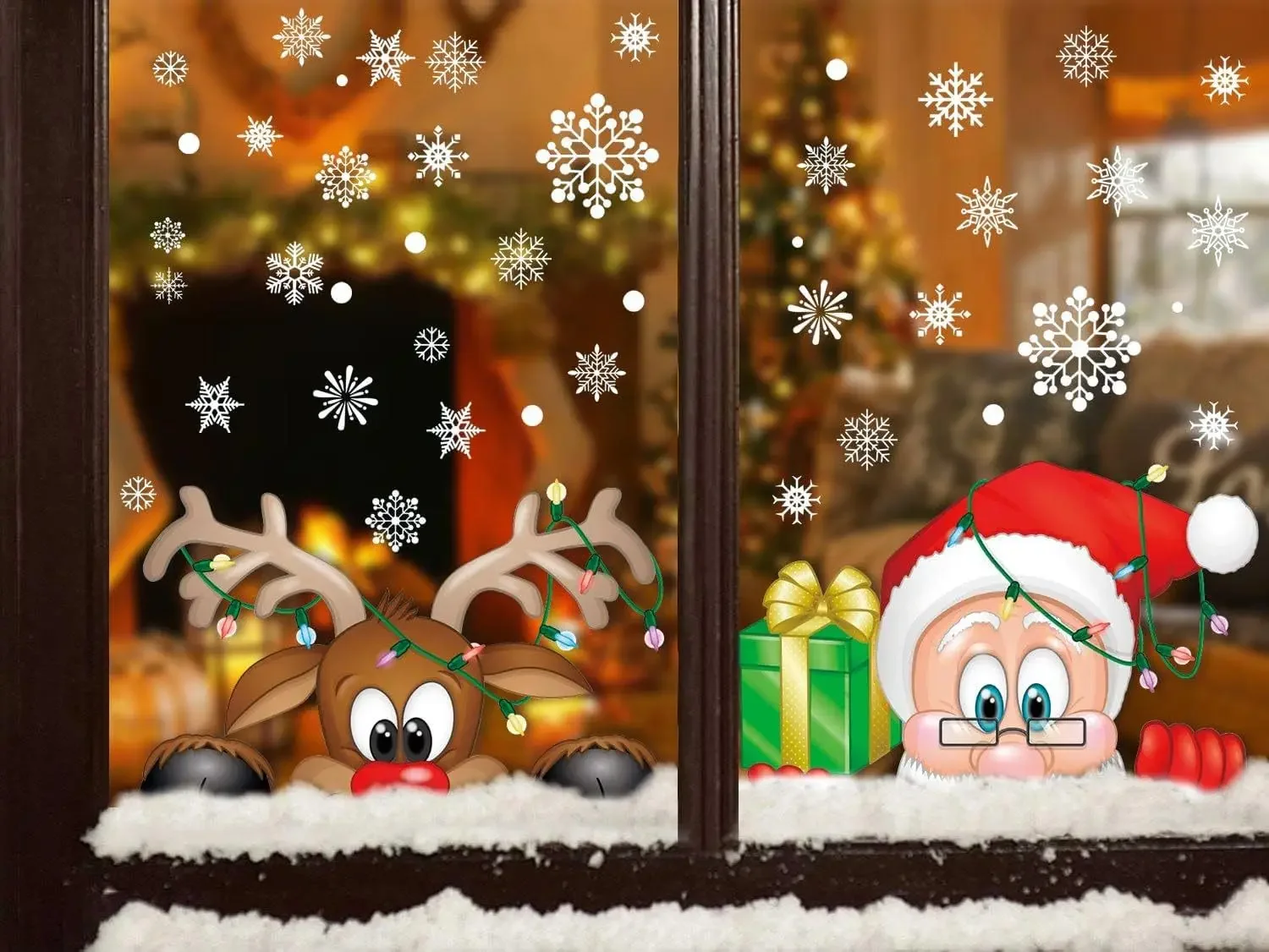 Christmas Glass Stickers Wooden House Winsow Wall Decor Stickers christmas stickers wall sticker