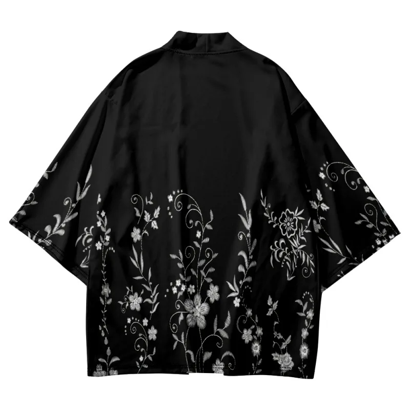 

Fashion Streetwear Flower Print Haori Men Women Cardigan Beach Yukata Asian Clothes Japanese Cosplay Kimono Plus Size