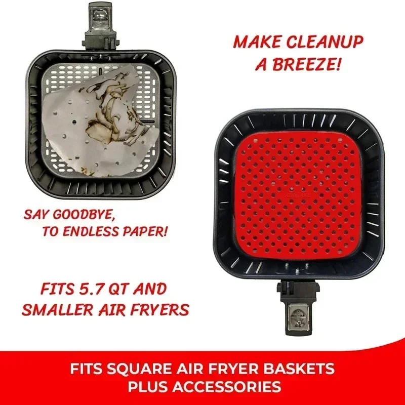 Food Grade Silicone Air Fryer Liner Non-stick Baking Mat Reusable Steamer Pad Baking Inner Liner Cooking Mat for Kitchen Accessories silicone baking mat air fryer liner air fryer silicone mat