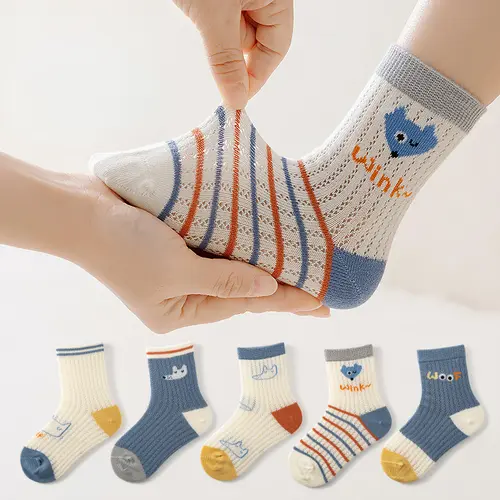 5 Pairs 1 To 12 Years Children's Socks 2026 Spring Summer Baby Boys Girls Cotton Mesh Breathable Thin Soft Cute Socks Kids Socks - Image 13