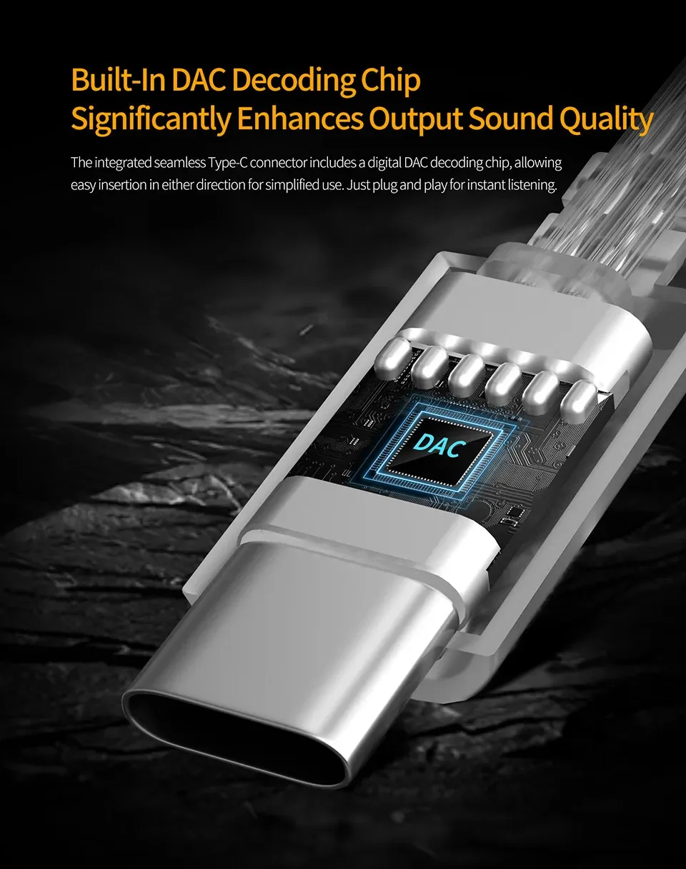 Premium Silver-Plated Upgrade Earphone Cable with Type-C Connector