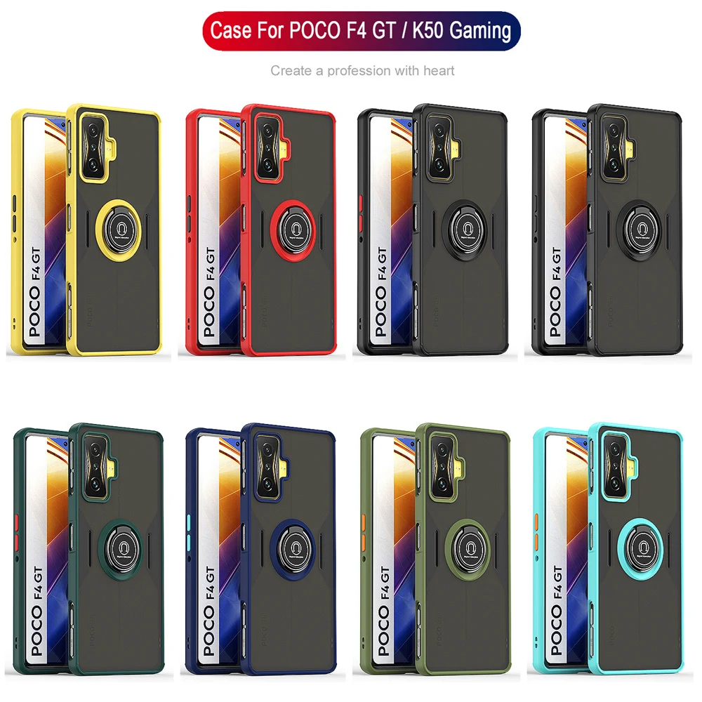KEYSION Fashion Matte Hülle für POCO F4 GT 5G Transparenter Ringständer Stoßfeste Handyhülle für Xiaomi Redmi K50 Gaming K_voghion.com