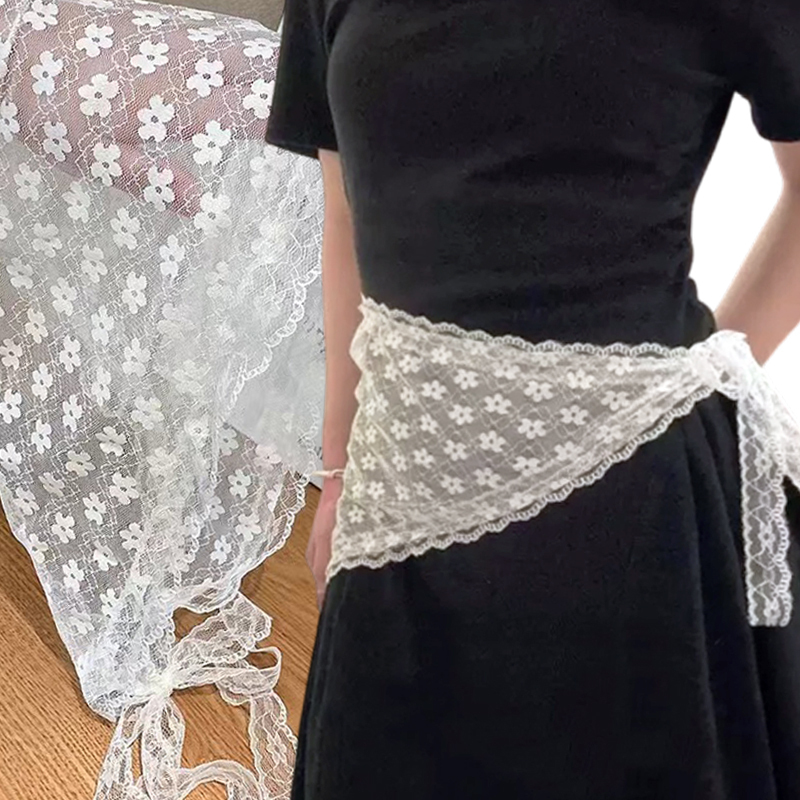 Triangle Short Skirt Half Skirt Butt Curtain Skirt Lace Trim Small Apron Soft Lace Stacked Ins Style Korean Spring Headscar