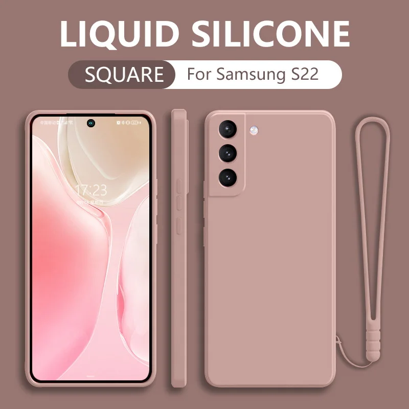 Custodia con cordino liquido per Samsung Galaxy S22 S21 Ultra S20 FE Plus A70 A50 A71 A51 A72 A52 Custodia morbida con cinturino da polso C_voghion.com