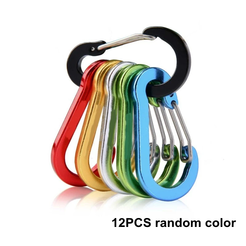 12/24pcs Outdoor Camping Carabiner Clip Aluminum Mountaineering Buckle Multi Tool Keychain Buckle Karabiners Climbing Acessories