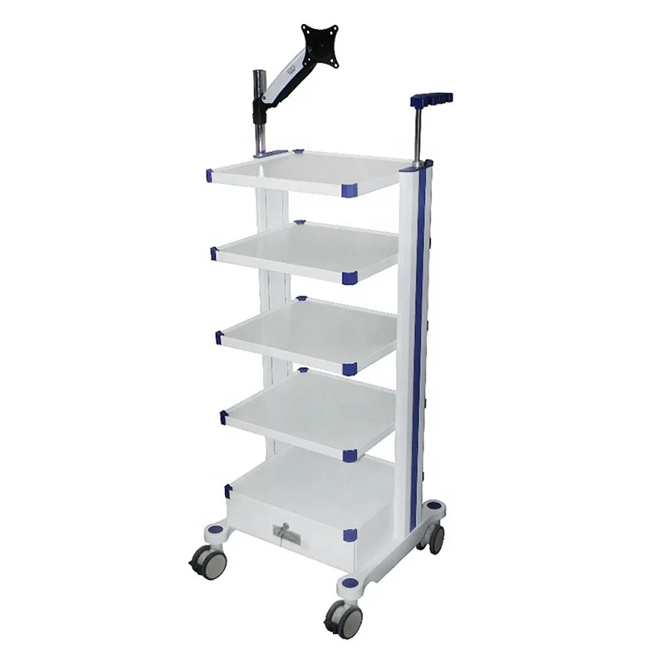 

mobile Laparoscope tower 4 layer medical cart endoscopy endoscope trolley for sale