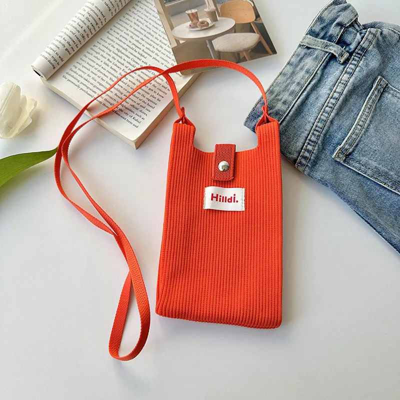 Solid Color Knitted Bag Mini Shoulder Bag Crossbody Phone INS Dopamine Small for Women Girls