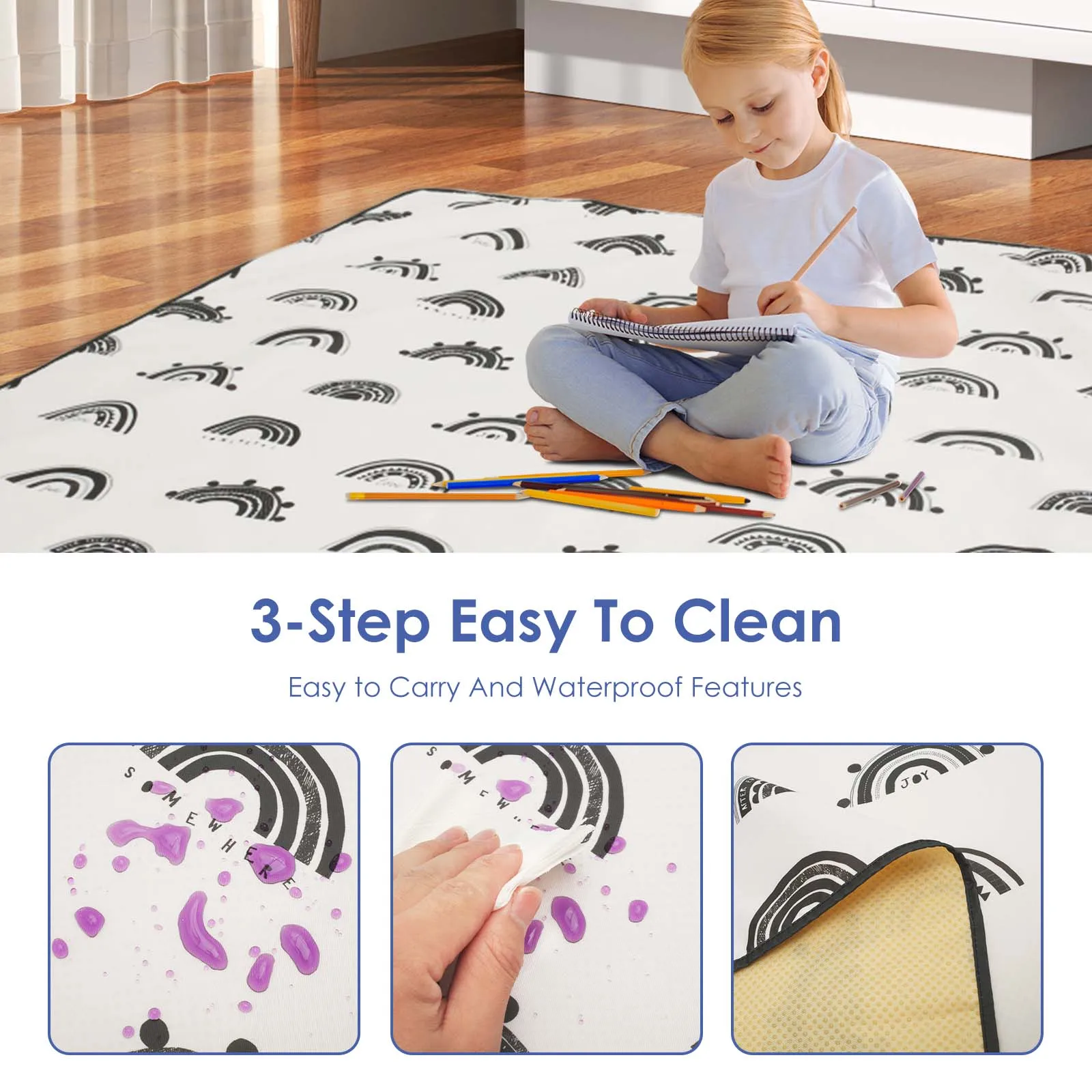Baby Splat Mat Anti Slip High Chair Mat Waterproof Babies Toddlers Food Splash and Spill for Kids Eating Floor Protection