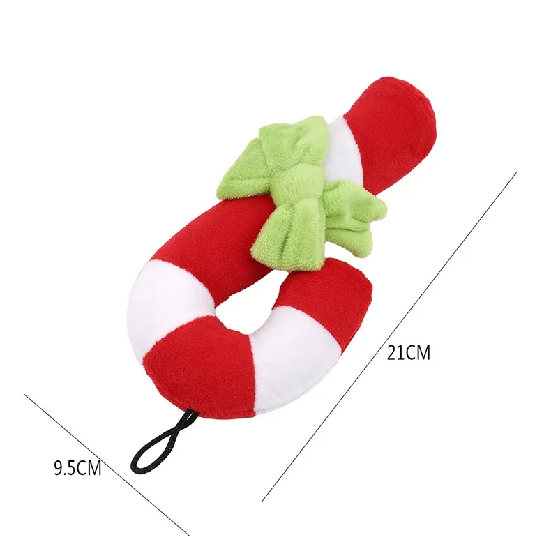 Plush Christmas Candy Cane Crutch Shape Pet Dogs Toys Cute Dogs Chew Squeaky Stuffing Toy Pet Supplies for Small Dog Supplies - Image 6