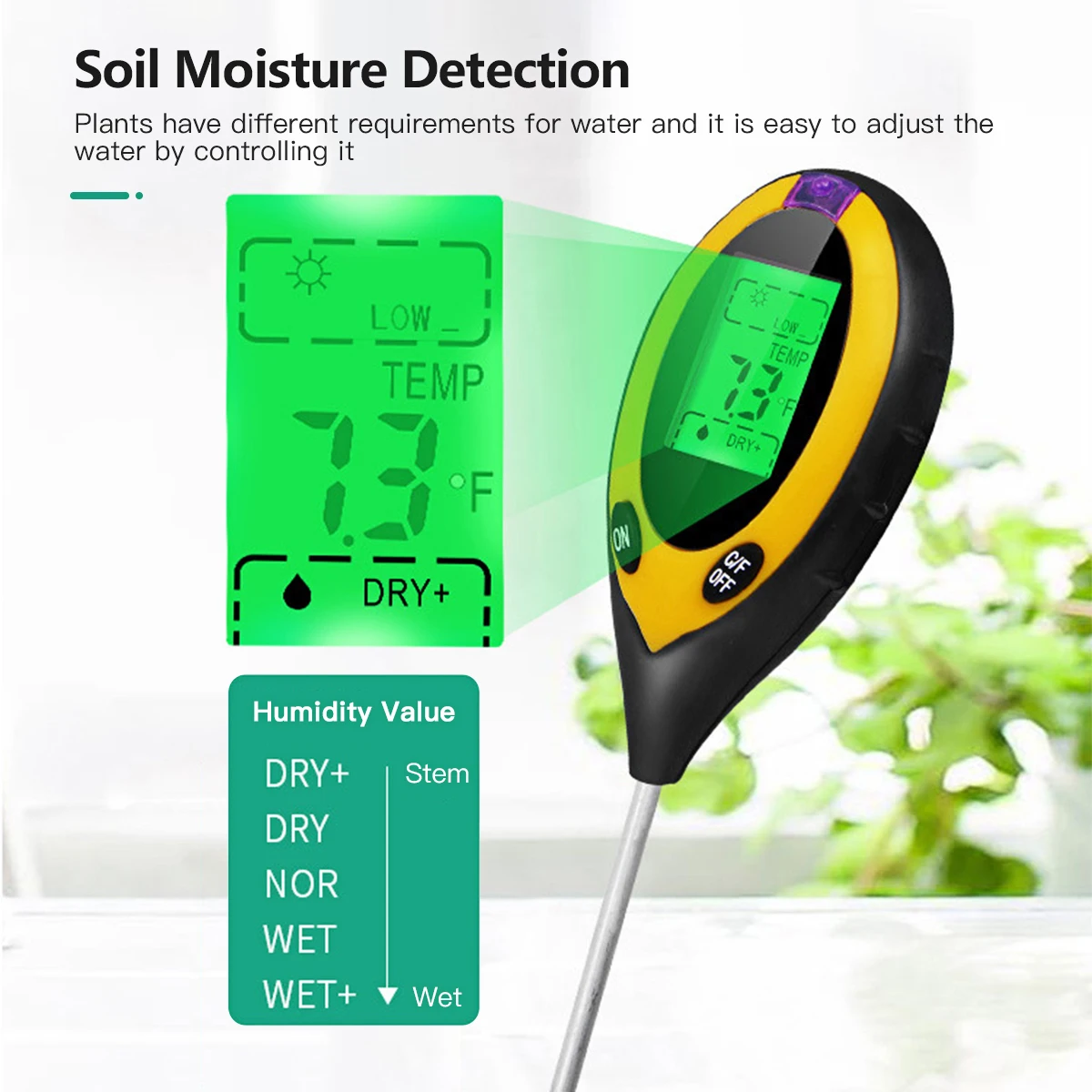 4 en 1 Testeur de ph du sol Hygromètre de l'humidité du sol Mesure du sol  Du sol Testeur de ph du sol de la plante