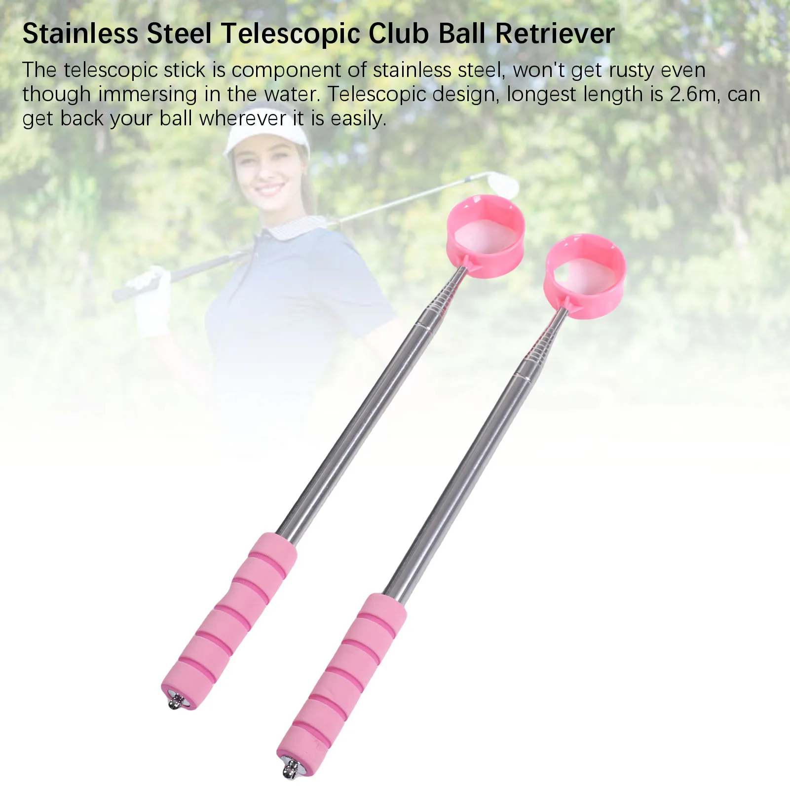 2pcs Stainless Steel Telescopic Club Ball Retrievers Lightweight Club Ball Grabbers Pickers Course Accessories