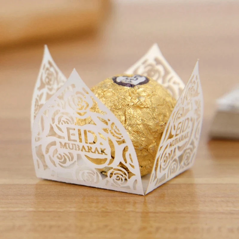 50Pcs Eid Mubarak Decoration Candy Food Tray Box Ramadan Kareem Islamic Muslim Party Supplies D