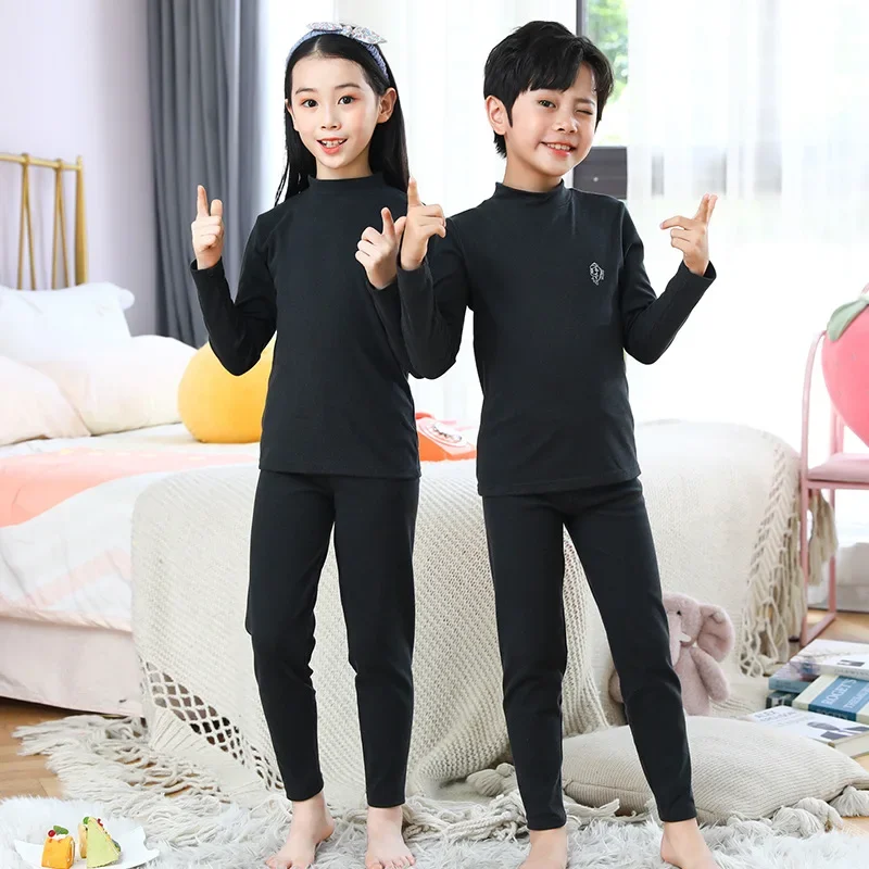 Children Turtleneck Thermal Underwear Set Winter Warm Boys Girls Long Johns Soft Teen Kids Pajamas 3 To 14 Years Boy Loungewear children underwear suits,children clothes