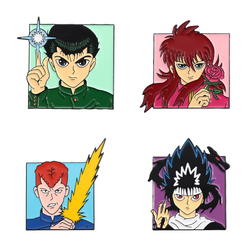 Anime Figure Urameshi Yusuke Brooch Pins Cartoon YuYu Hakusho Character Badge Enamel Brooches Jewelry Cosplay Props Gift Accesso game cosplay props anime brooches game brooch