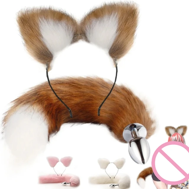 Frauen Anal Butt Schwanz Buttplug Sex Spielzeug Fuchs Zopf mit Ohren Sexy Produkte BDSM Katze Ohren Ass Plug Erwachsene Für Paar Sexuelle Spiel