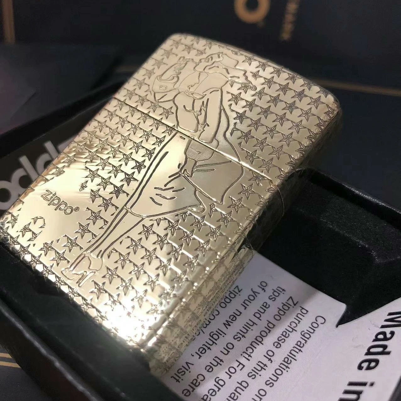 Accendino Zippo Sexy Lady Con Logo Zippo Dorato Collezione Antivento Cromata In Scatola
