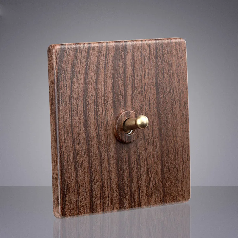 1-3-Gang-2-Way-Wall-Light-Toggle-Switch-Retro-Wood-Grain-Color-PC-Panel ...