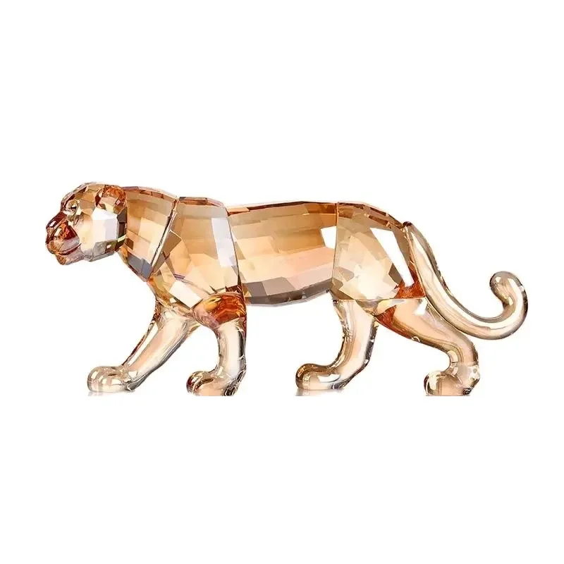 

Crystal Abstract Leopard Statues Panther Sculpture Hand Craved Animal Glass Modern Home Table Desk Top Ornament Decoration