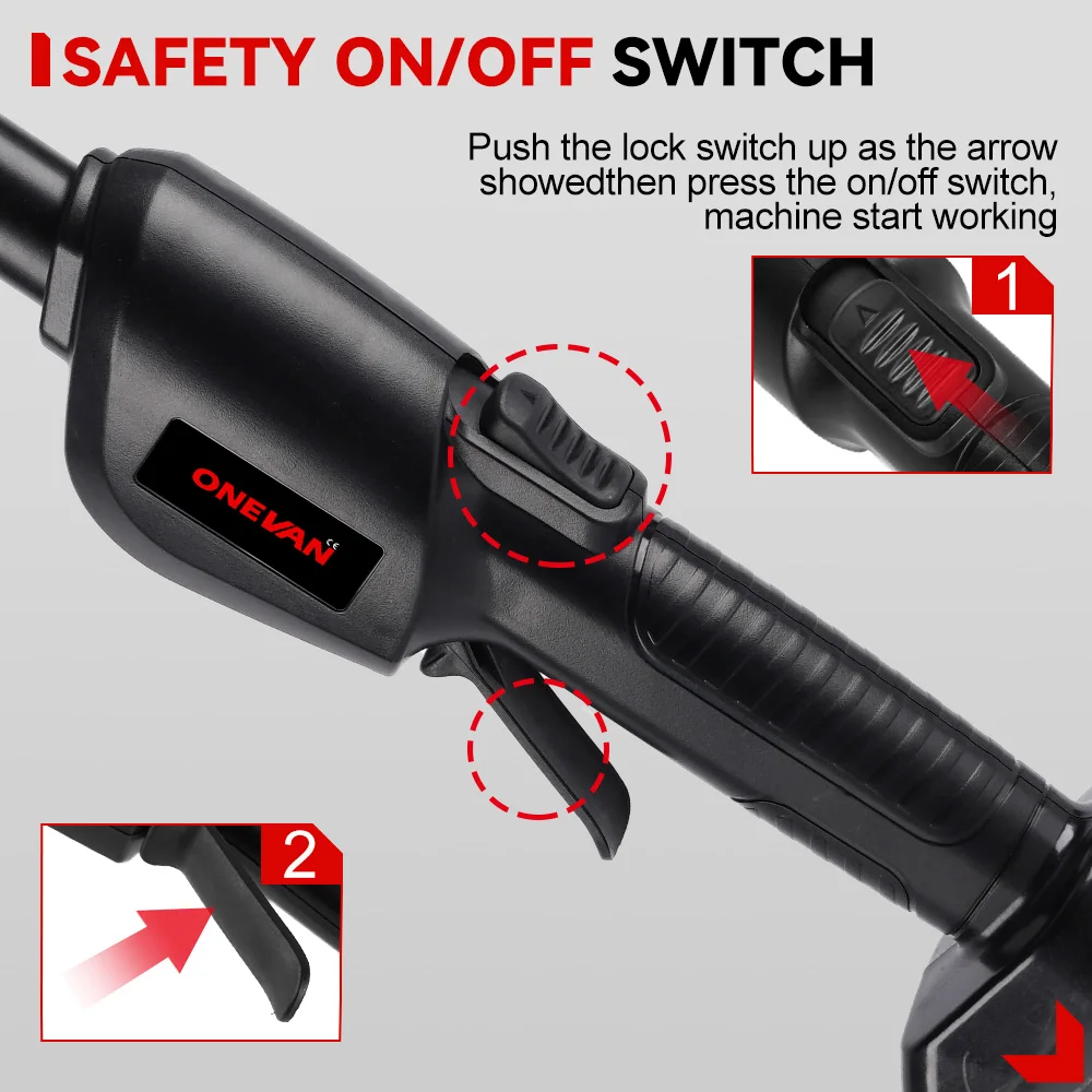 ONEVAN 6 Inch Cordless Electric High Branch Chainsaw 2.25M Telescoping Chain Saw Cutter Pruner Power Tool For 21V 18V Battery