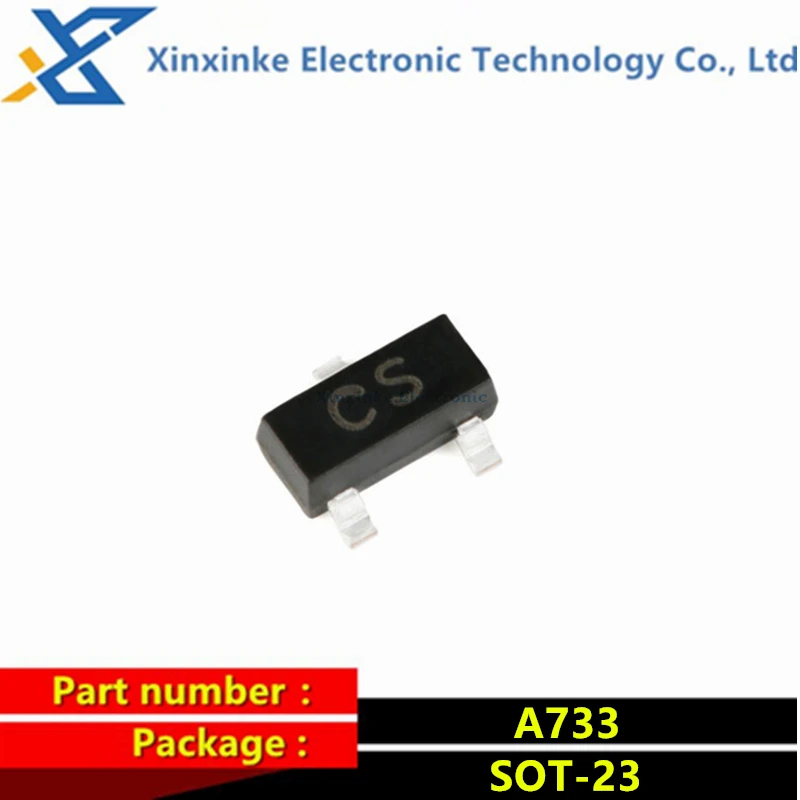 

50PCS A733 CS SOT-23 PNP 50V 150mA PNP Transistor SMD Triode Vceo=-50V,Ic=-150mA,HFE=200-400