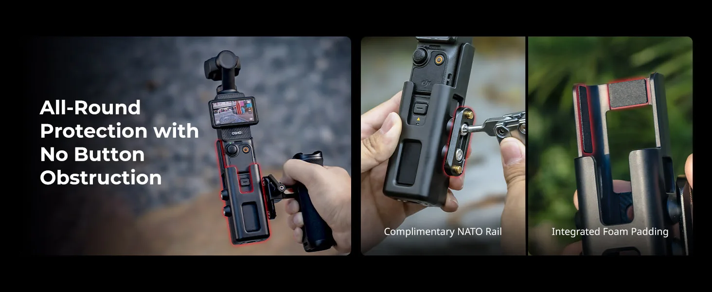 Cage Kit for DJI Osmo Pocket 3, Half Cage Used With the Pocket 3 Battery Handle