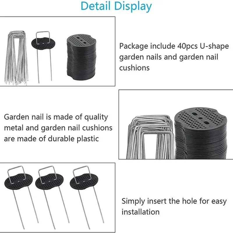 40Pcs Garden Stakes Sardine Tarp with 40 Washers Fixing Stakes for Tarp Cover Weed Fabric Weed Cloth Tent Ground Sheets plant stakes plant support stick garden pegs