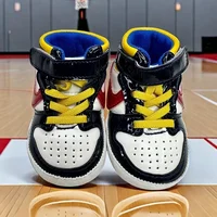 Spring and Autumn Baby Shoes Classic Trendy PU High Top Sports Shoes Basketball Shoes Soft Sole Lightweight Walking Shoes 2