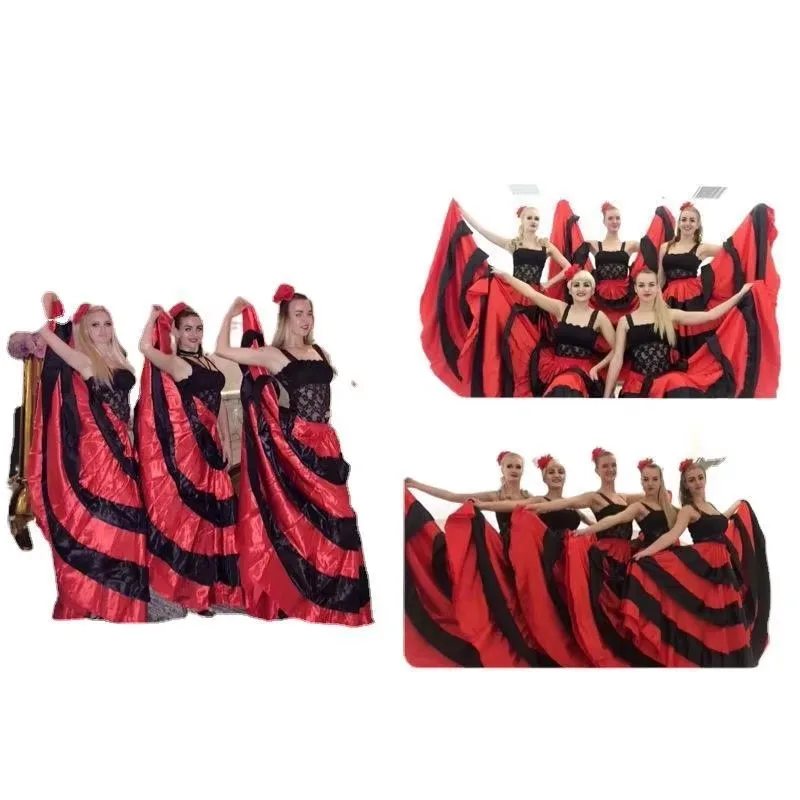 Spanish Bull Dance Skirt Belly Dance Flamenco Dress Skirt Opening Large Swing Performance Dress Women Flamenco Dresses Social Dance Skirt