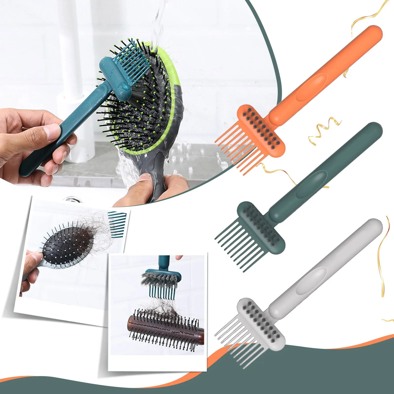 2In1 Comb Cleaning Brush Hairbrush Cleaner Rake Comb Embedded Tool Mini  Hair Dirt Remover For Removing