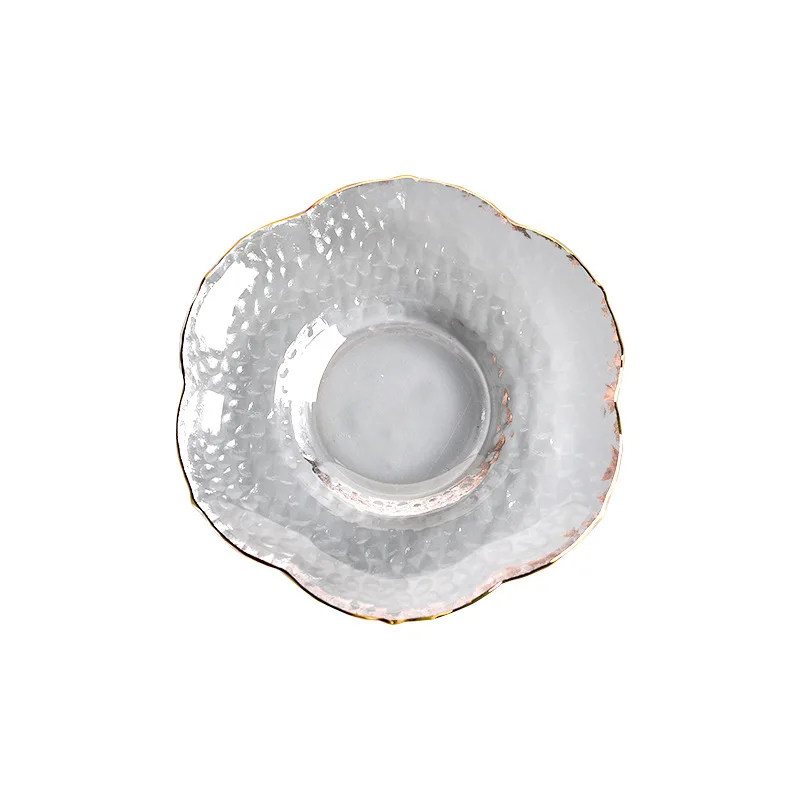 Saucer Glass Dishes for Tea Coffee Cup Gold Rim Plates For Cafe Hotel Restaurants Wedding Table Decor sauce dishes,seasoning dishes
