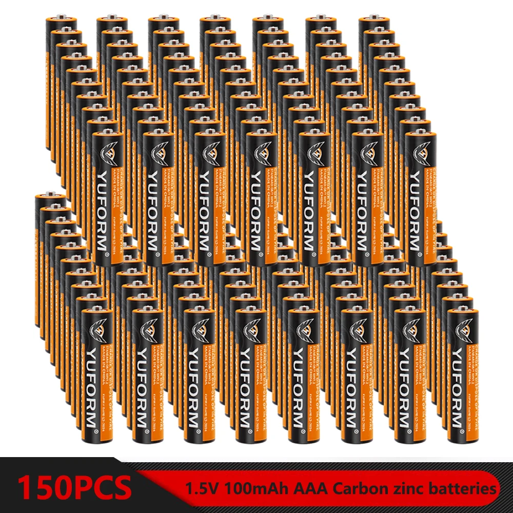 

150PCS Real Capacity 1.5V AAA Disposable Alkaline Dry Battery for Led Light Toy Mp3 Camera Flash Razor CD Player Wireless Mouse