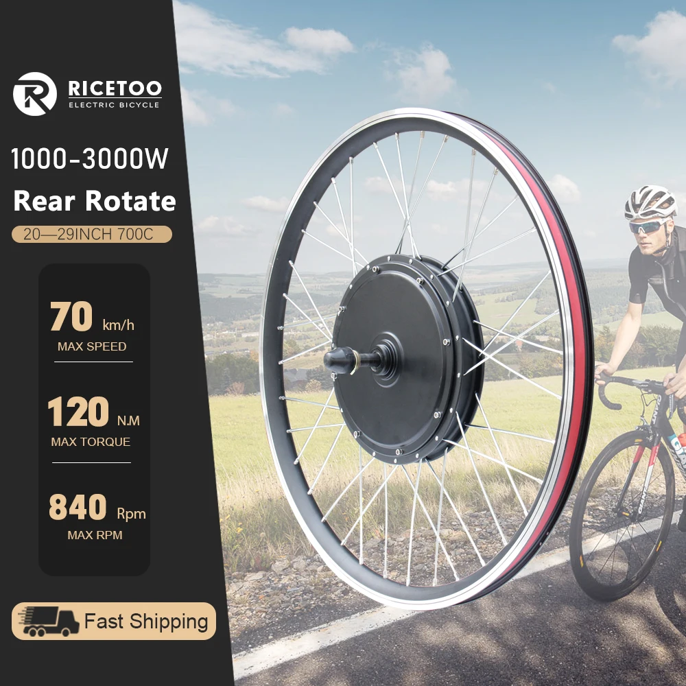 Electric Bike Conversion Kit 1000W 1500W 2000W 3000W Rear Drive 26-29 Inch 700C Wheel Hub Motor for1.95-2.125 Tire Bicycle