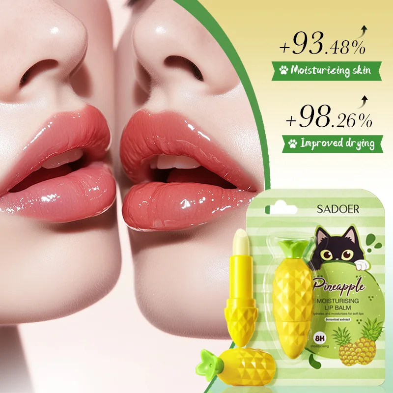 SADOER Pineapple Lipstick Moisturizing Anti Wrinkles Brightening Remove Dead Skin Hydrating Lip Balm Lips Skin Care Products
