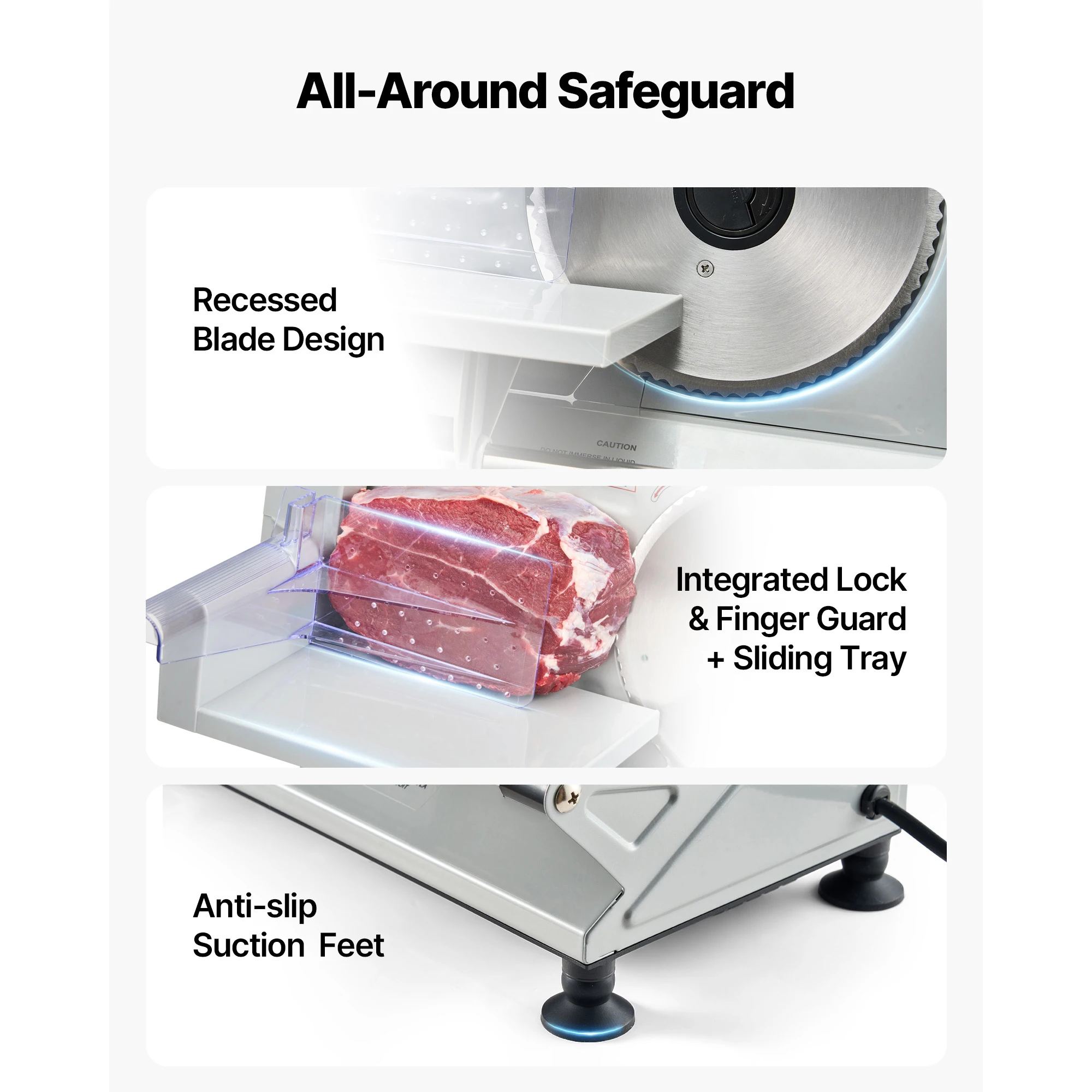 SucceBuy 6.7-8.7inch Meat Slicer Electric Deli Slicer Machine with two SUS420 Blades Food-Slicer for Meat Ham Baguett, Steak 4