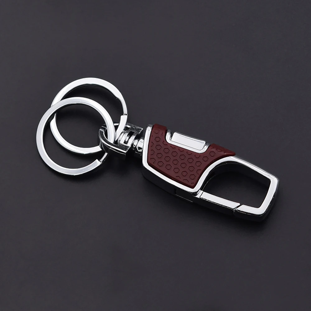 1Pc Double Switch Keychain Metal 360 Degrees Rotatable Key Holder Rings Buckle Fashion Men's Luxury Car Keyring Decorative Hooks 3