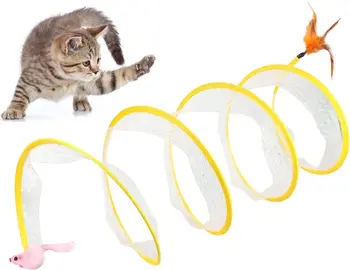 Foldable S type Cat Tunnel with toy 1