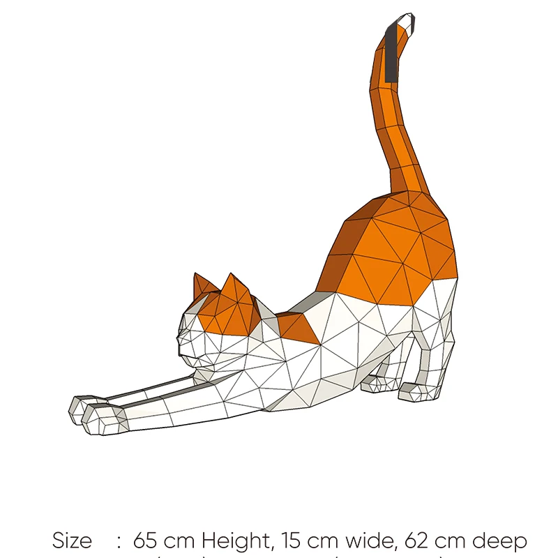 3D Paper Model 62cm Stretched Cat Papercraft Puzzles