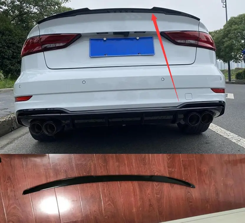 Car Rear Spoiler Wing High Kick Truck Lip Glossy Black For V Type Fit For  Audi A3 S3 8v Sedan Car Accessories - Spoilers & Wings - AliExpress