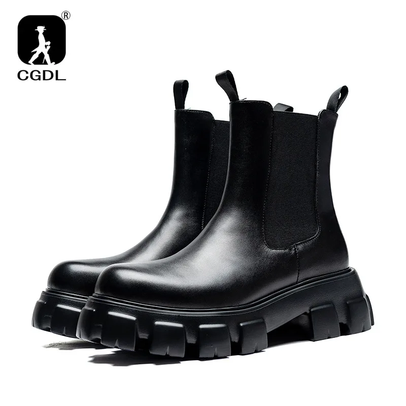 남성용 첼시 부츠 플랫폼, 블랙 패션, 다목적 비즈니스 캐주얼, 영국 스타일, 스트리트 파티, 클래식 앵클 부츠, 신상