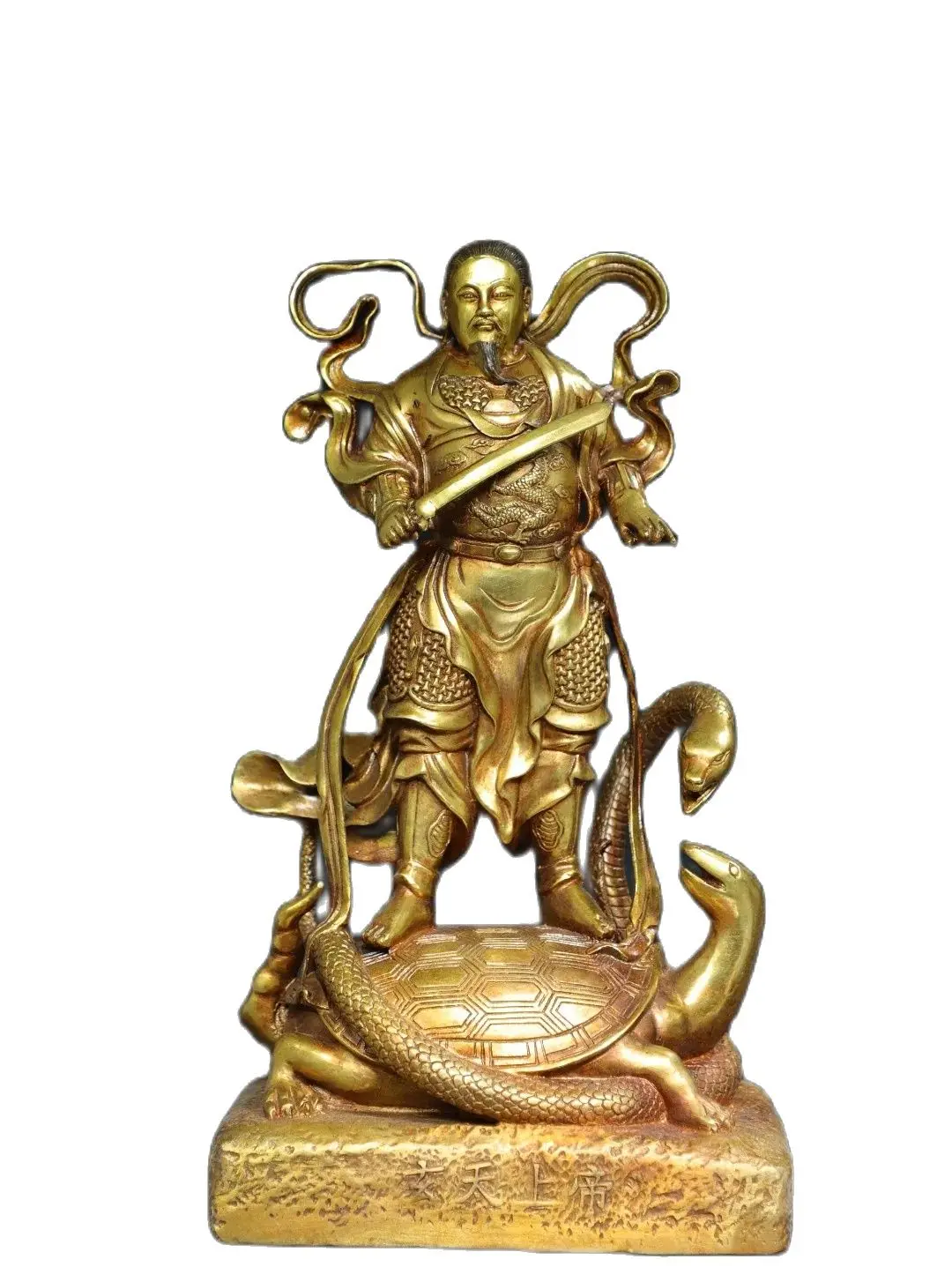 

​Offering a religious bronze gilded Buddha statue of Emperor Zhenwu at home Size: 39cm high, 22cm wide, 15cm thick, and 4.95kg